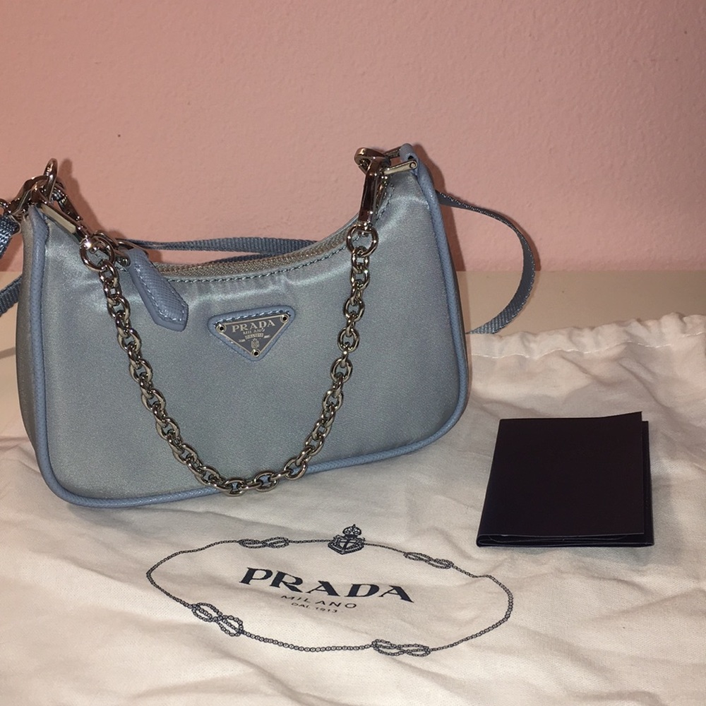 Light blue Prada mini 2000 re-edition
